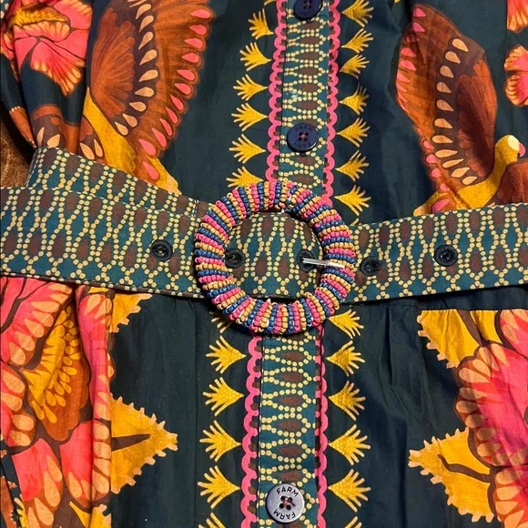 Farm Rio Ainika sparkle teal puff sleeve mini dress - Picture 7 of 7